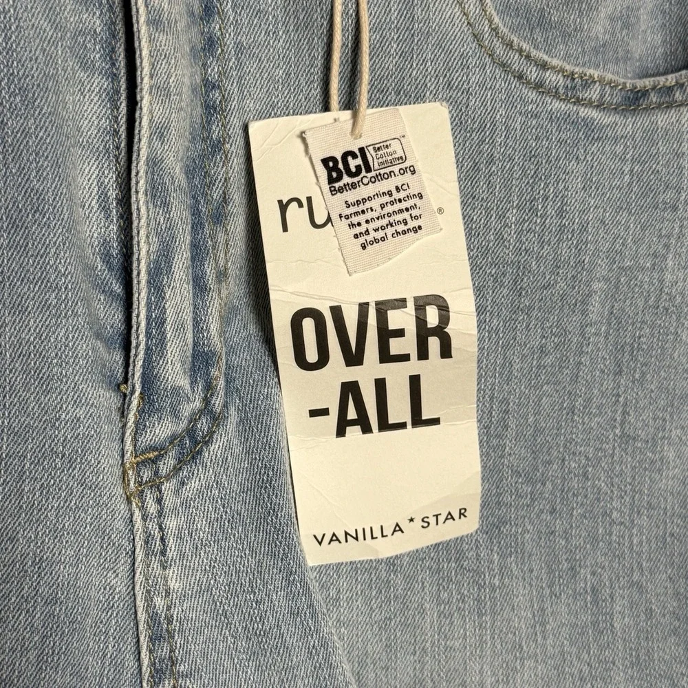 Rue 21 Overalls Women's Size 9 Distressed Vanilla Star Classic Country Workwear - Picture 3 of 7